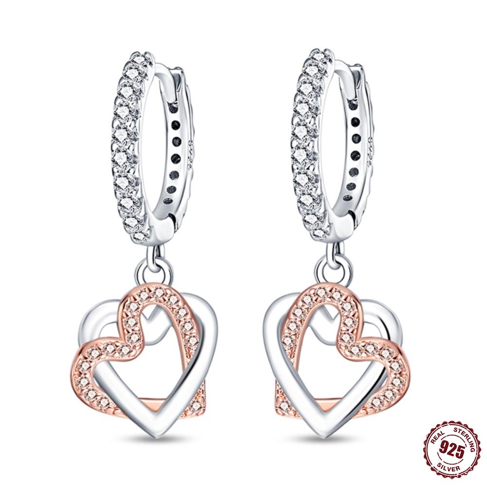Серьги из серебра S925 Стиль Серия 'Сердце Любви' Женские Серьги-Кольца Праздничные Свадебные Изящные Украшения для Девочек Подарки