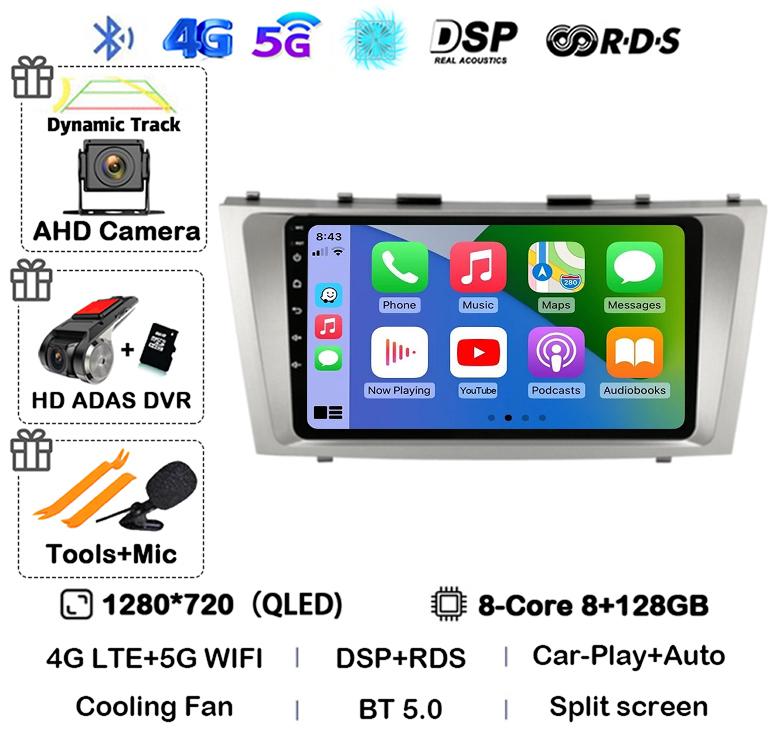 Android 14 Carplay Wifi+4G автомобильное радио для Toyota Camry 7 XV 40 50 2006-2011 4G мультимедийный плеер навигация GPS стерео 360 камера