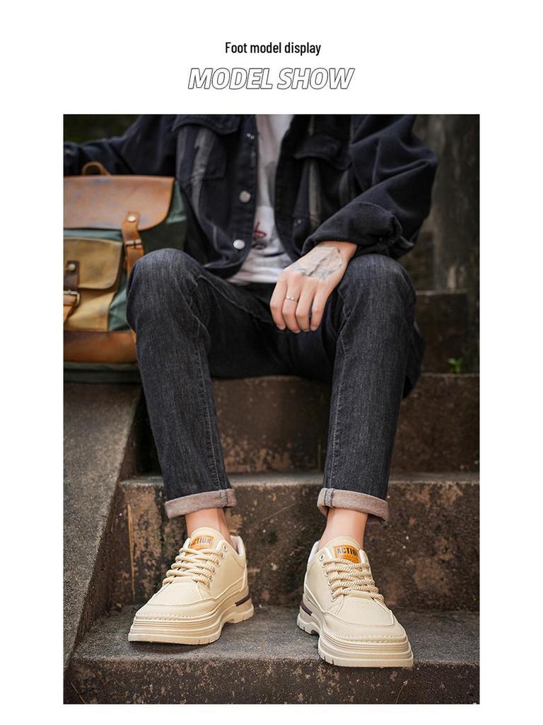 Мужские осенние ботинки Martin: Трендовые кожаные ботильоны на толстой подошве для работы, повседневной носки и катания на скейте.