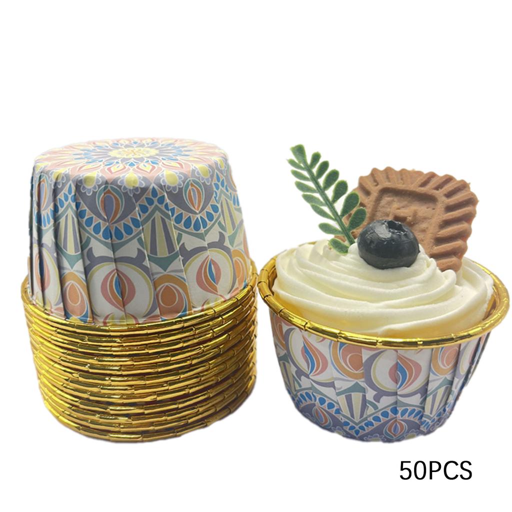 50 шт. формочек для кексов с богемным принтом, алюминиевая фольга, термостойкие формочки для выпечки, одноразовые формы для торта для домашней кухни