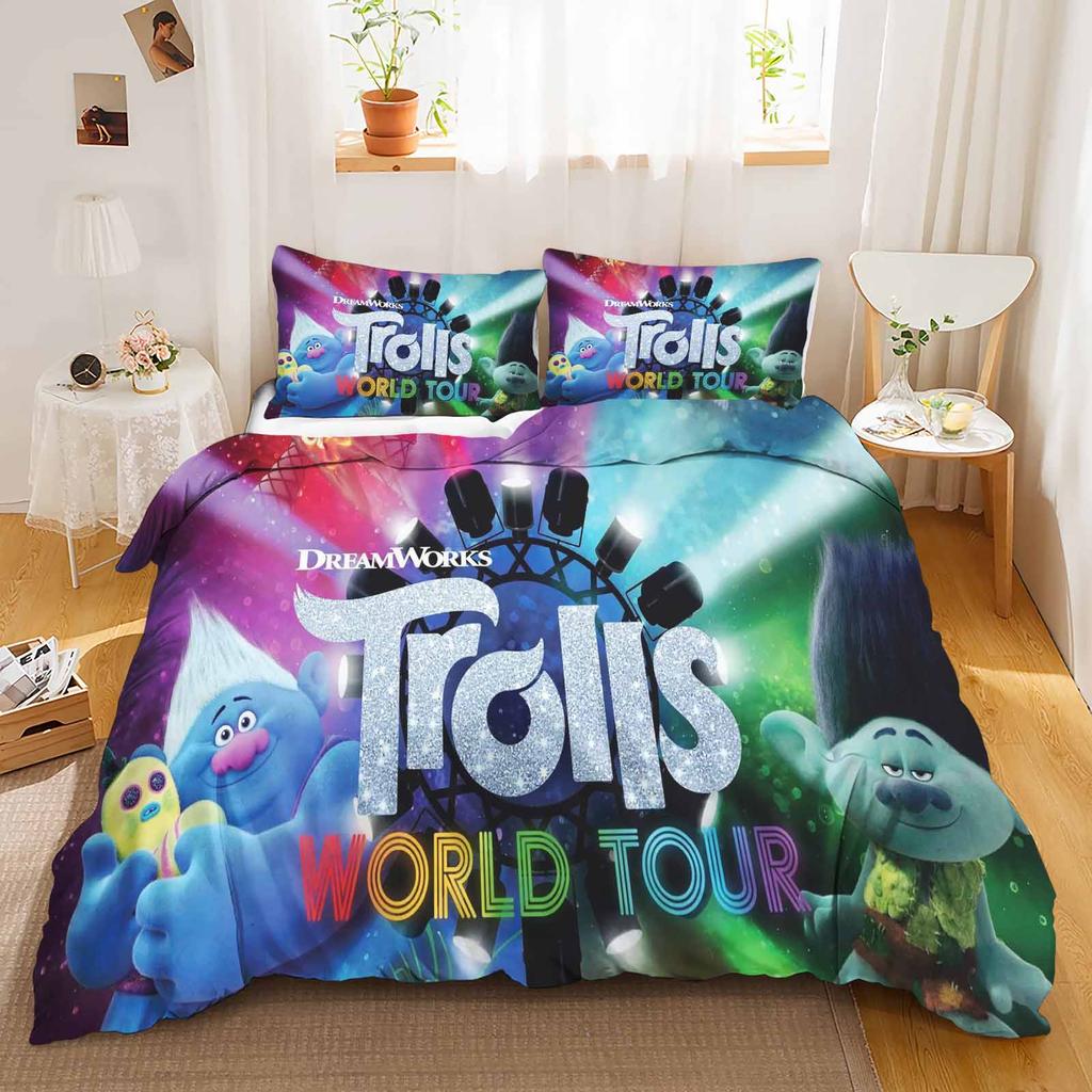 Trolls Anime Bedding Set Duvet Cover 1009 Polyester Suitable For Children And Adults 3-Piece Set