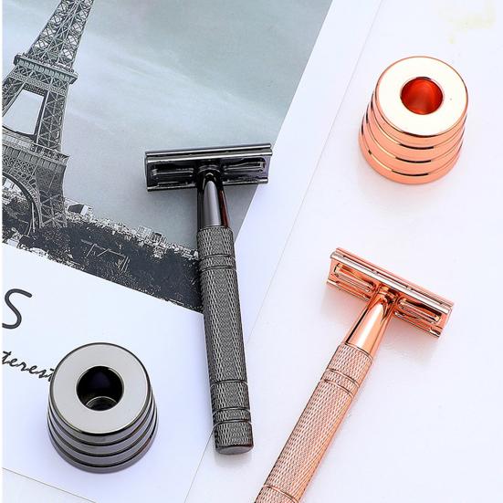 Manual Razor with 5 Blade Refills Storage Box Sharp Zinc Alloy Blade Aluminum Handle Men Women Hair Beard Trimmer Remover Shaver