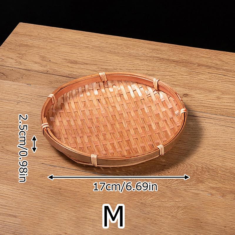 Круглая тарелка Мини круглый совок креативный поднос для конфет и закусок маленький плетеный из бамбука бытовые изделия ручной работы из бамбука поднос для димсамов
