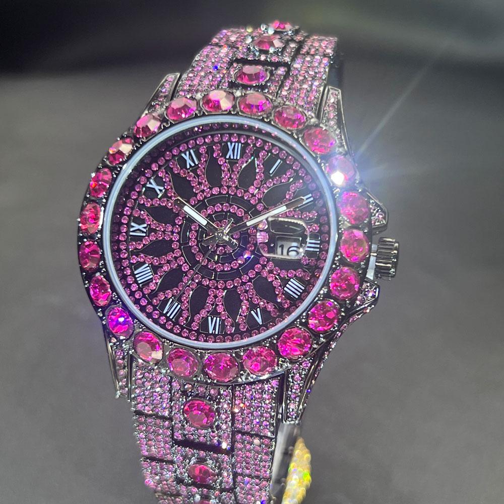 Sell Rose Ice Watch For Men Fashion Brand MISSFOX Hip Hop Full Diamond Luxury Jewelry Quartz Wristwatch Man New