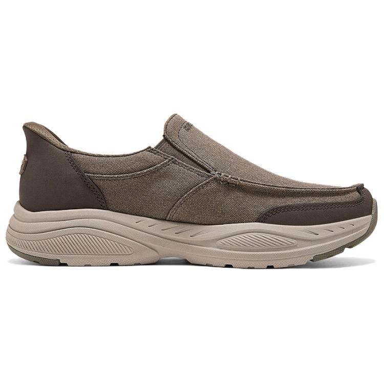 Skechers Слипоны Универсальные Удобные Прочные Низкие Повседневная Обувь Мужские кроссовки Коричневый 205803-BRN