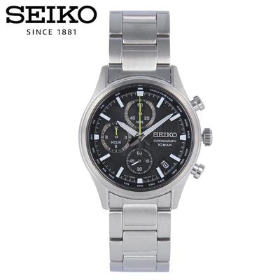 SEIKO SSB419P1 SSB419P кварцевый хронограф со спортивной датой, черные, серебристые наручные часы из нержавеющей стали для мужчин