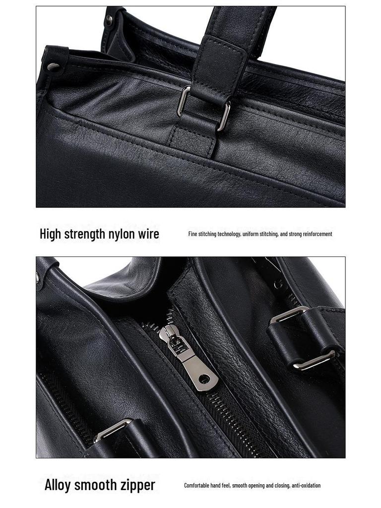 Большой вместительный мужской деловой портфель и сумка-тоут из натуральной кожи