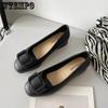Women Large Size Soft Non-slip Low Thick Heel Work Shoes Female Solid Color Casual Versatile PVC Shoes