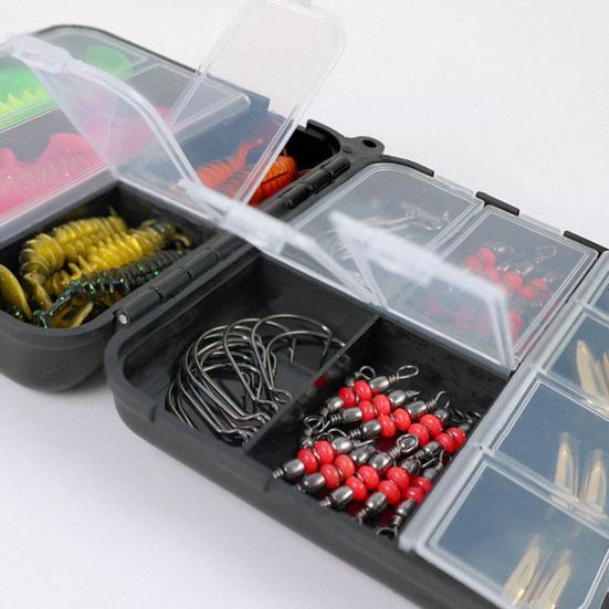 Набор искусственных приманок и рыболовных аксессуаров для рыбалки на открытом воздухе с ящиком для снастей, реалистичный дизайн, яркие цвета, острые джиг-крючки для рыбы, рыболовные инструменты