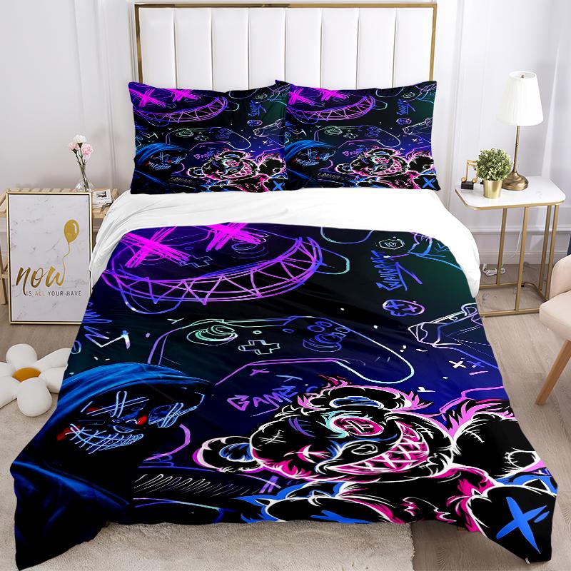 3Pcs Neon Artistic Creatures Bedding Sets For All Sizes New 3D Printed Bed Cover Comforter Duvet Cover Pillowcase Bedroom Decoration