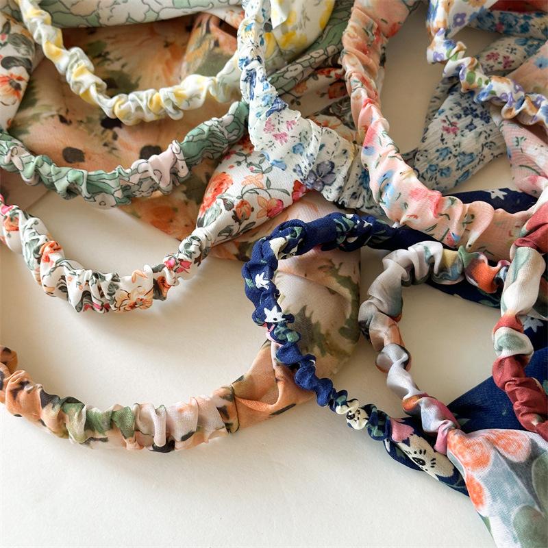 Элегантный принт Цветочный треугольный платок повязка на голову модный шифоновый тюрбан повязка на голову бандана для девочек и женщин аксессуары для волос