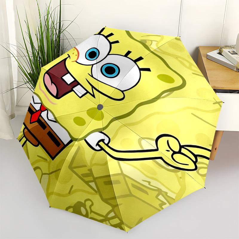 1PC SquarePants Automatic Open/Close Folding Umbrella, Windproof 8 Rib Construction, Lightweight Travel Umbrella for Women/Men, Ideal Gift 0902053