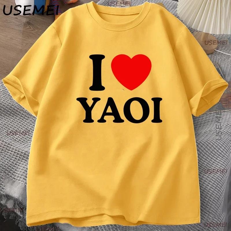 I Love Yaoi TShirt Unisex Unisex Funny Cotton Short Sleeve Unisexs Clothes Streetwear Y2k Graphic Tees Vintage Loose Streetwear