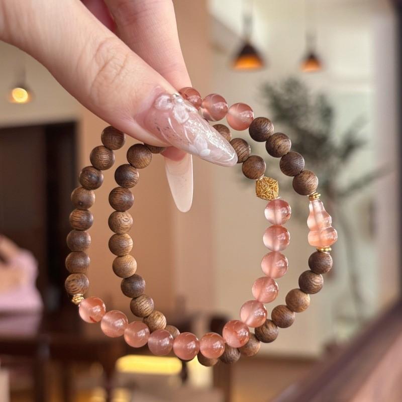 Natural agarwood with Nanhong jewelry multi-specification double-circle bracelet for physical shopping malls jewelry cultural and play stores