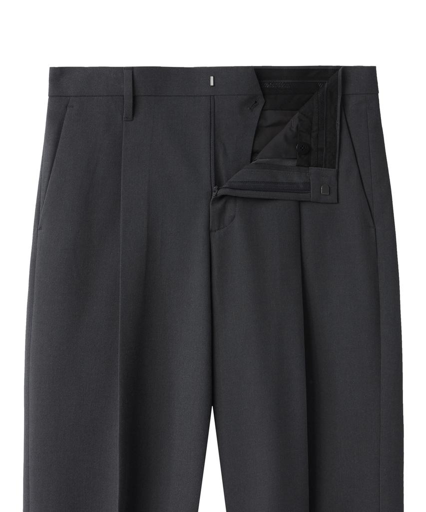 MUSINSA STANDARD Narrow Belt One-Pleat Wide Slacks [Gray]