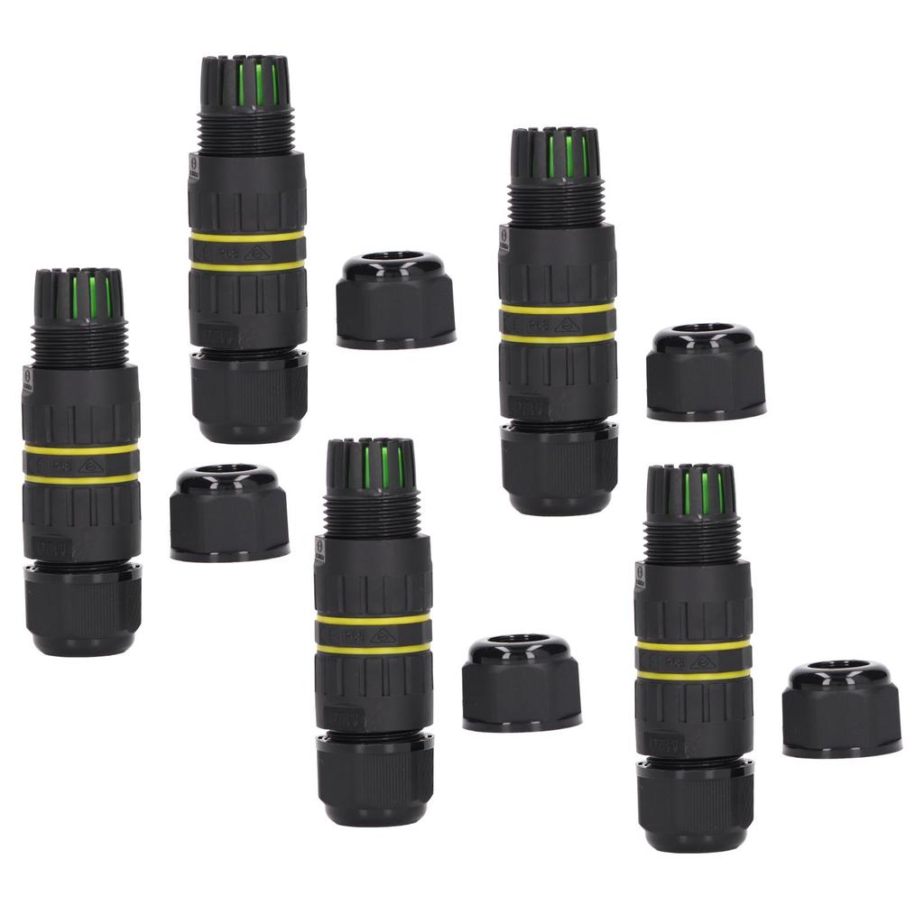 5PCS IP68 Waterproof Connector 3 Pin Straight Through Outdoor Power Connector for 9‑12mm