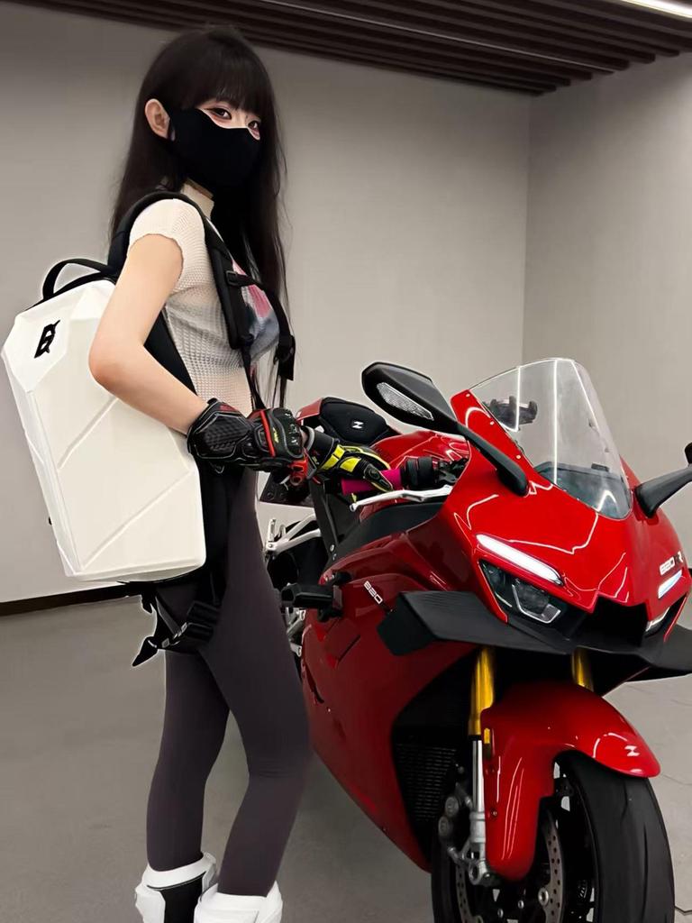 LED Motorcycle Riding Backpack - Double Shoulder Helmet & Computer Bag for Men & Women with Hard Shell