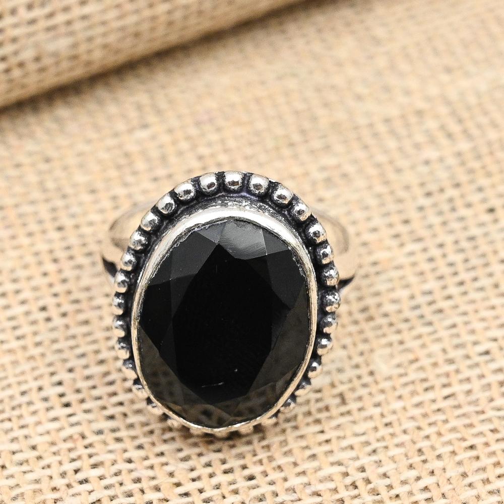 Ювелирное кольцо ручной работы из стерлингового серебра 925 пробы с черной шпинелью, подарок для женщин