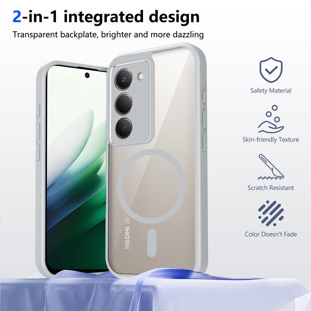 KEYSION Transparent Magnetic Phone Case for Xiaomi POCO M8s 5G Soft Silicone+PC HD Clear Shockproof Back Cover for POCO M8S 5G