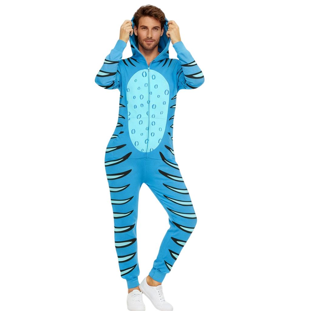 Matching Family Outfits - Striped Print Family Matching Hooded Zip-Up Onesie Loungewear