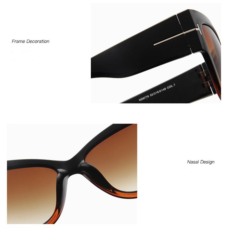 Trendy Unisex Women's T-shaped Fashion Men Retro Dark Glasses Large Frame Sunglasses