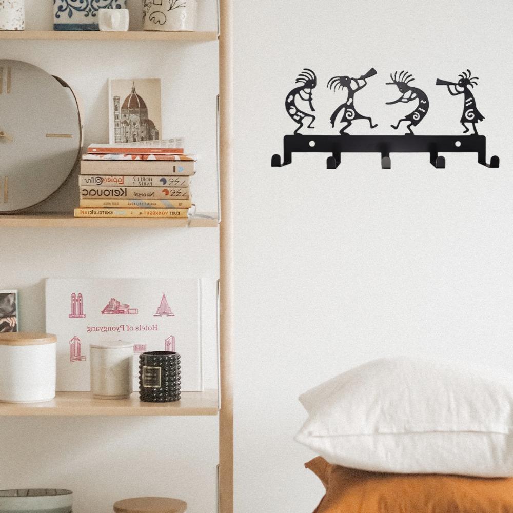 Настенная вешалка для пальто, винтажная черная металлическая ключница с крючками, идеально подходит для подвешивания пальто, шляп и одежды, стильная настенная вешалка