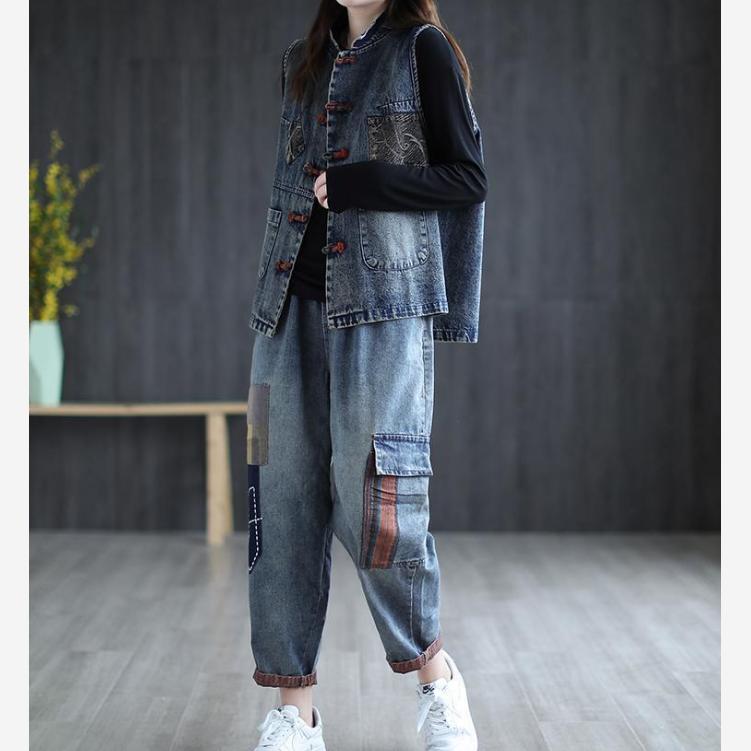 Cowboy Vest Women's Retro Plus Size Casual Vest Trend All-match Waistcoat Denim Jacket Coats