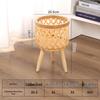 Bamboo Woven Floor-standing Flower Pot Stand for Living Room and Balcony Decor.