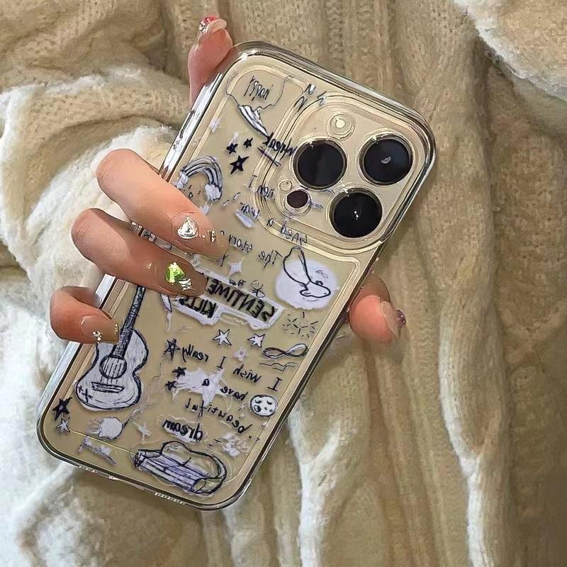 Чехол для мобильного телефона Wenying Guitar Подходит для Apple 11promax iPhone11plus текст 11 нишевый 11 индивидуальность xr