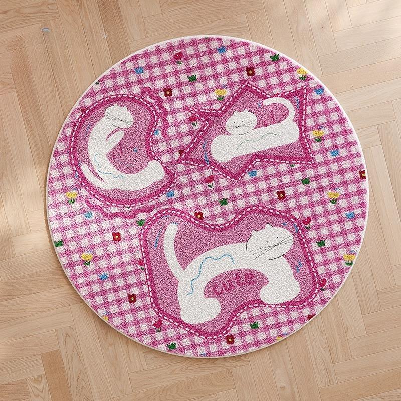 Cat Pattern Living Room Decoration Plush Carpet Thick Washable Rug Cartoon Style Rugs for Bedroom Fluffy Soft Bedside Floor Mat
