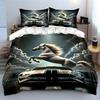 White Horse Thunderstorm Car Art Bedding Duvet Cover Set  (1*Duvet Cover 2*Pillowcases, without duvet insert)