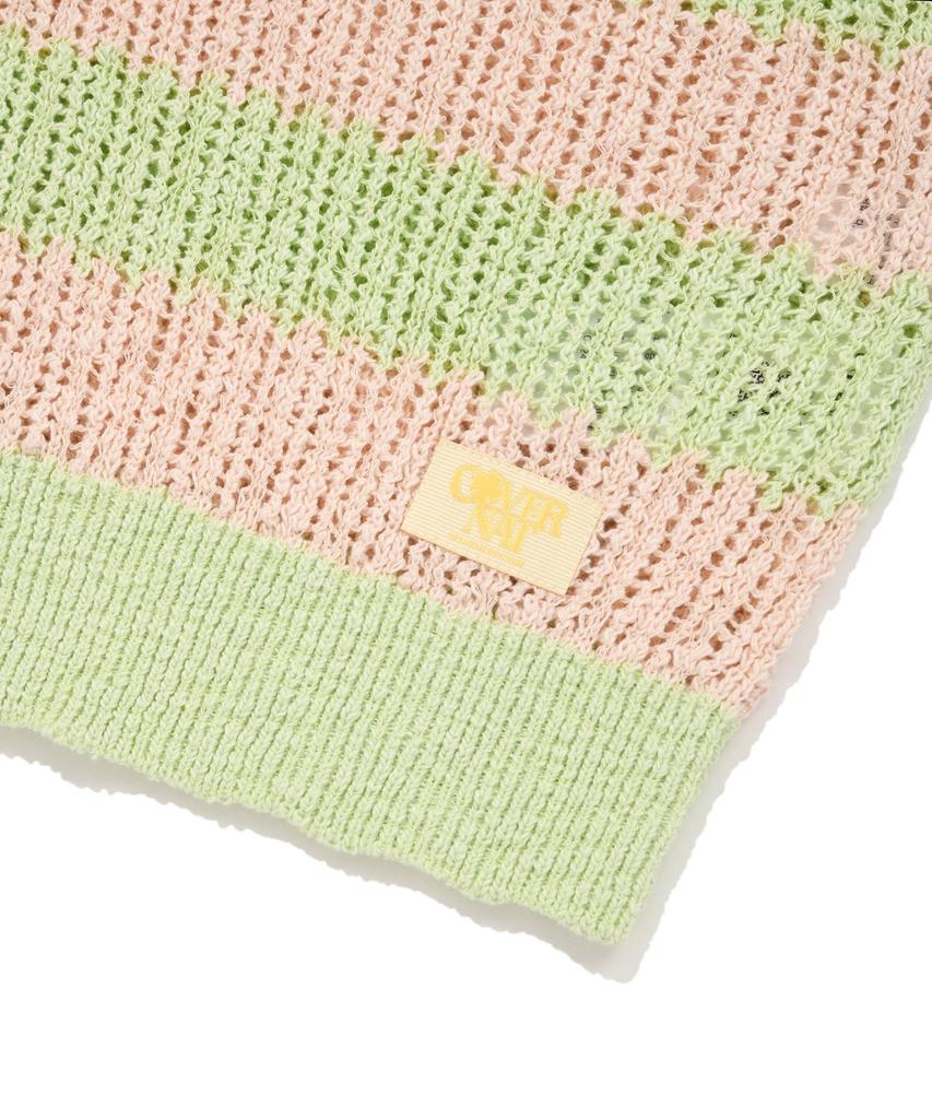 COVERNAT WOMAN Striped Half Knit Light Pink