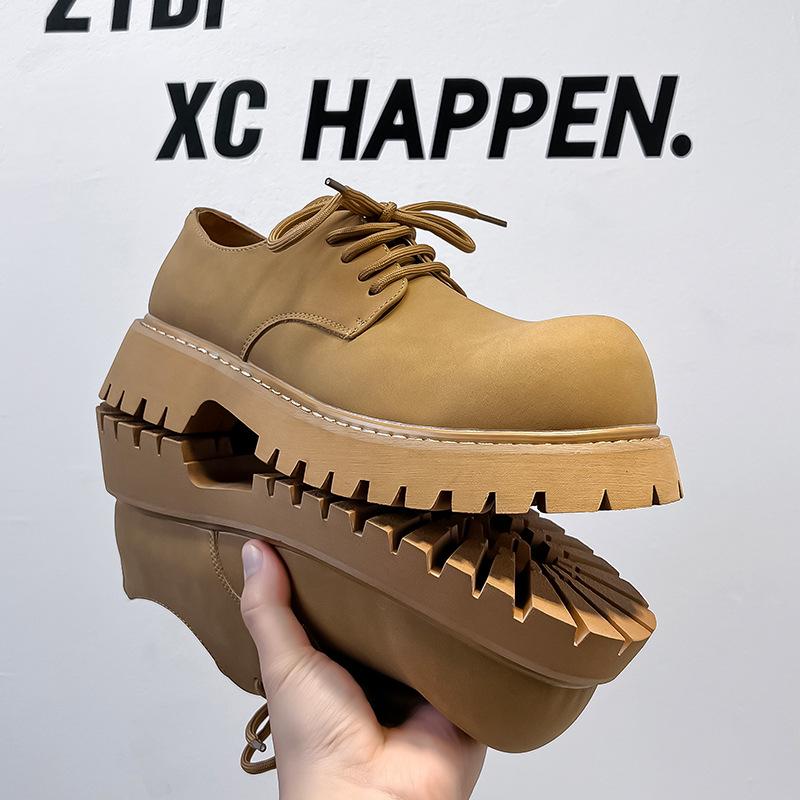 Новые осенние туфли дерби с большой головой, мужские низкие туфли Martin, толстая подошва, увеличивающая толщину, повседневные кожаные туфли для мужчин 1035-T