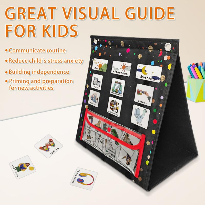 Kids Visual Schedule Daily Routine Chart with Removable Cards and Velcro Wall Hanging Educational Activity Planner