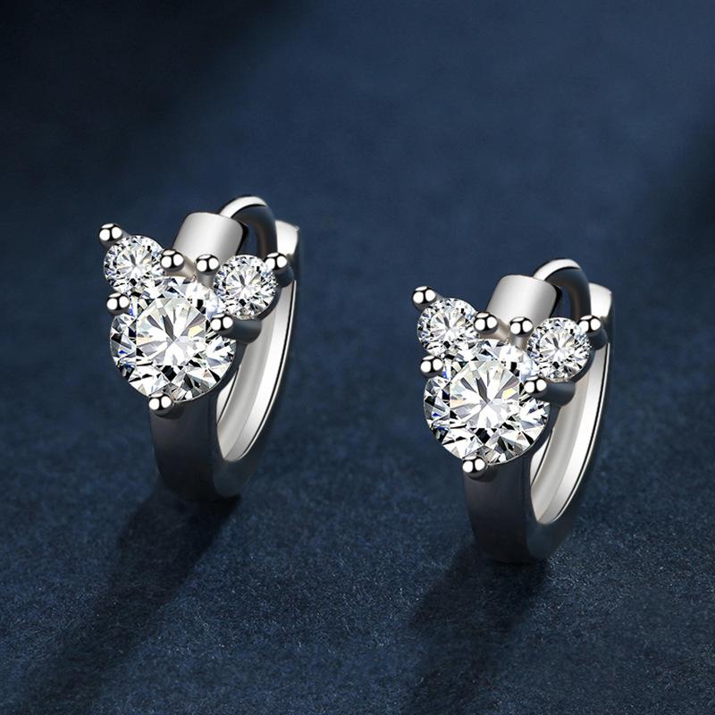 Серьги из стерлингового серебра 925 пробы для женщин Оригинальные серьги-шармы с двойными кольцами Паве CZ Изысканные помолвочные юбилейные украшения в подарок 5355