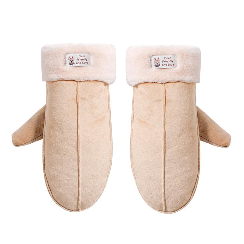 Женские уличные плюшевые висячие варежки, флисовые замшевые перчатки, сохраняющие тепло, зимние, ветрозащитные, однотонные