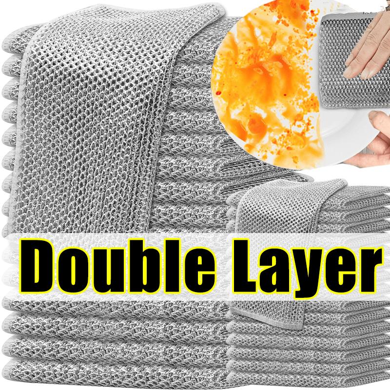 Металлическая проволока из стальной проволоки, тряпки, бытовая кухонная кастрюля, сковорода, мытье посуды, двухстороннее чистящее полотенце, тряпка для мытья посуды, оптовая продажа