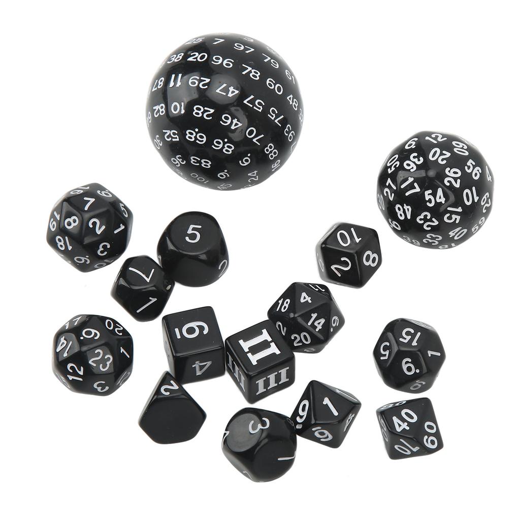 15Pcs Polyhedral Dice Set Acrylic D3 To D100 Table Gaming Dices for Role Playing Table Games Party