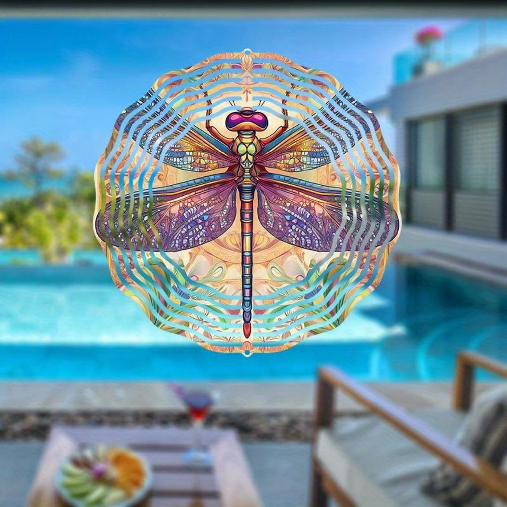 Красочный 3D металлический колокольчик ветра «Стрекоза» – Ручная работа, подвесной декор для сада, патио или дома | Художественный подарок на свадьбу, день рождения