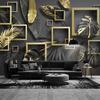 3D Modern Creative Gold Leaf Mural 3D Stereo Geometry Wallpaper Living Room Sofa TV Background Wall Mural Sticker