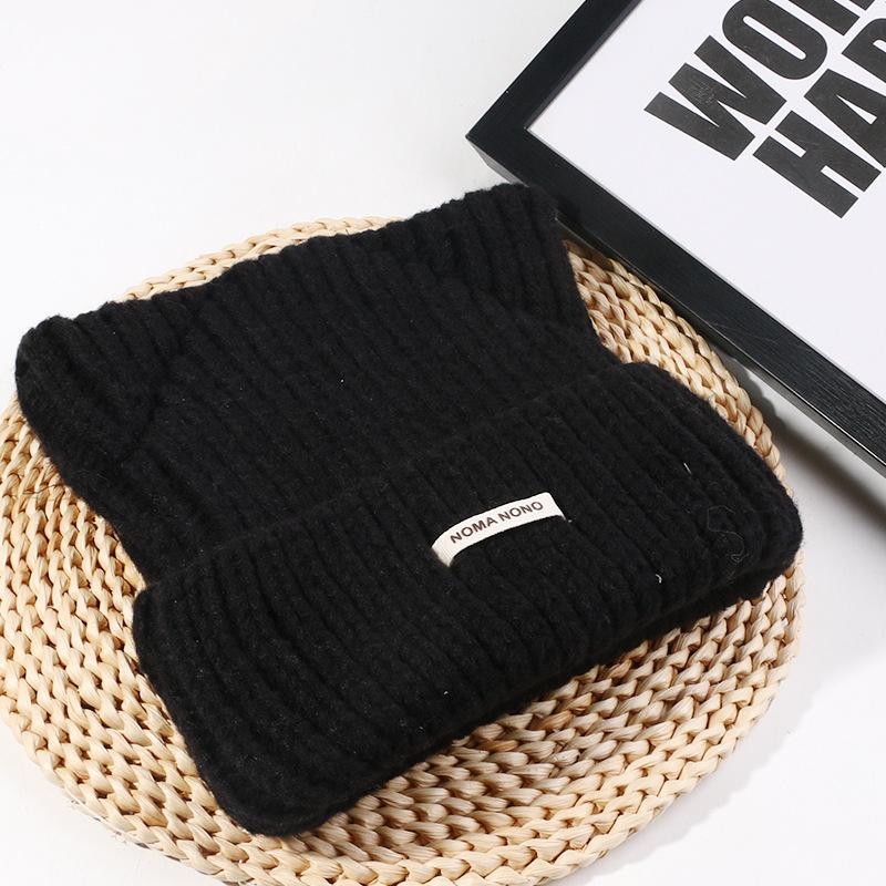 Japanese Cat Ear Wool Hat for Women In Autumn and Winter Warm Cute Knitted Hat Korean Version Versatile Cold Pullover Cold Hat