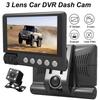 Автомобильный видеорегистратор с 3 камерами 1080P, двухобъективная автомобильная видеорегистраторная камера с сенсорным экраном 4,0 дюйма, передняя и задняя камера-регистратор