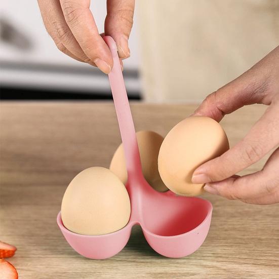 Silicone Egg Steamer 3/5 Cavities Long Handle Heat Resistant Easy Drainage Egg Cooker Steaming Cup Holder Kitchen Supplies