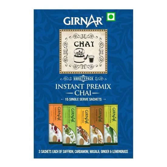 Girnar Instant Premix Chai - Variety Pack (15 Sachets)