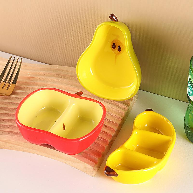 Креативная фарфоровая тарелка в корейском стиле, милая форма фрукта, керамическая домашняя посуда, блюдца для соуса/приправ для барбекю/хот-пота