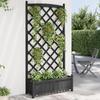 VidaXL Planter with Trellis, Raised Bed, Flower Box, Plant Pot, Flower Box Garden Patio Terrace, Black Wood 365493