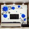 Blue Rose Flower Wall Sticker - Self-Adhesive for Living Room, TV Background, Bedroom Decoration