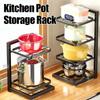 Pot Rack Kitchen Organizer Cabinet Adjustable Assembled Detachable Metal Storage Bowl Shelf Multilayer Simple Pot Rack Organizer
