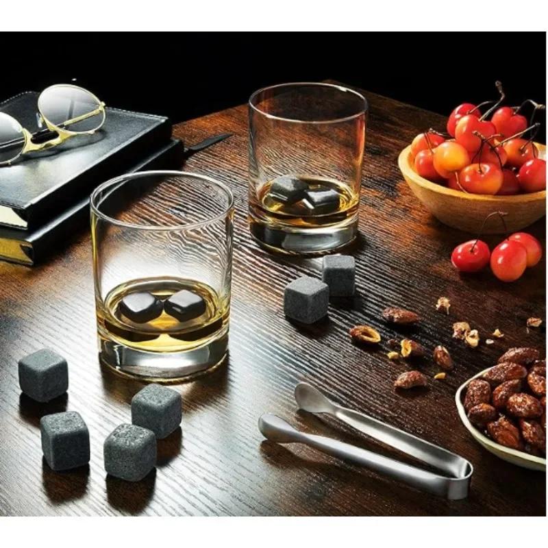 New Natural Granite Whiskey Stones Sipping Ice Cube Whisky Stone Wine Rocks Cooler Wedding Gift Favor Christmas Bar Accessories