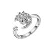 Women Anxiety Relief Spiral Spinner Ring Adjustable Open Band With Zircon Stress Reducing Jewelry For Calming